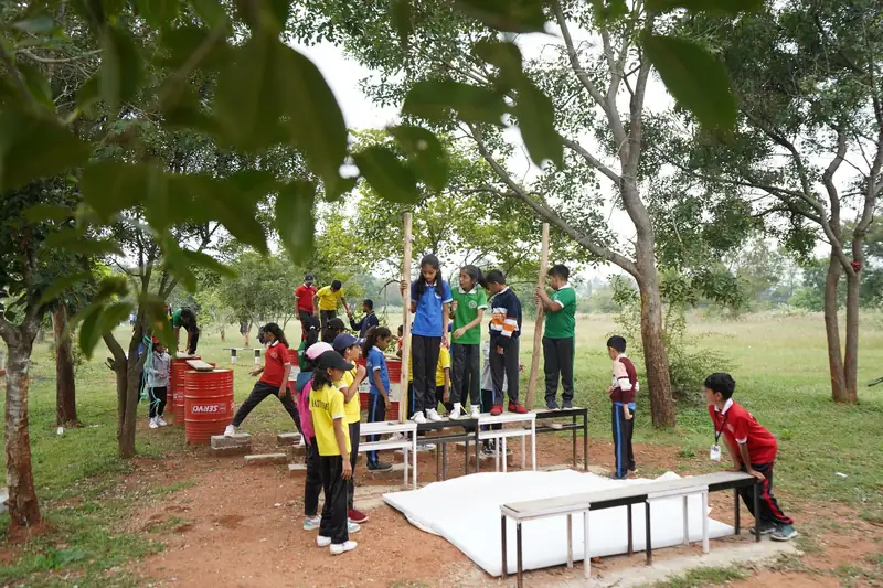 Mysuru ADDA field moment 4 — students mid-activity during an outdoor program